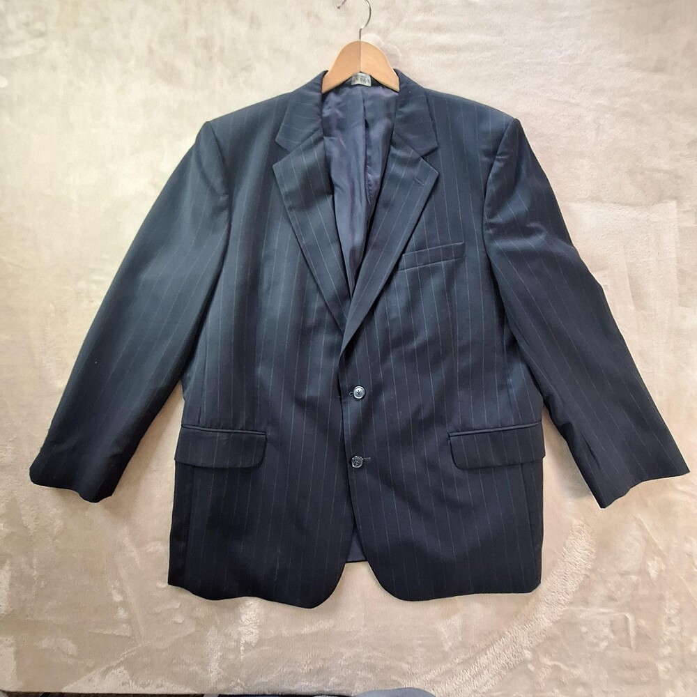 Jos A Bank Blazer Mens 48 Regular Portly Wool Pinstripe Travelers Suit Jacket